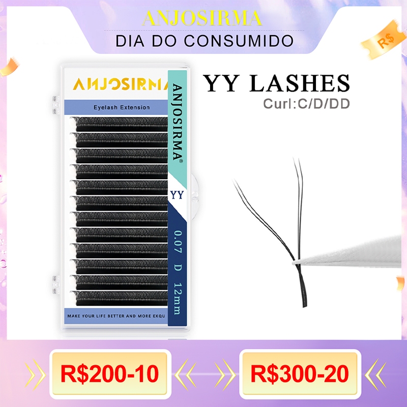 Pestanas ANJOSIRMA YY Shape Cílios Fox Eyes Faux Mink Brasileiras Macias Premade Volume De Ventilador em Oferta na Shopee
