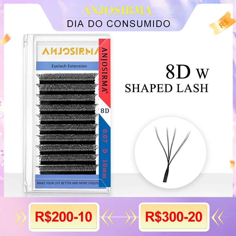 ANJOSIRMA 8d Extensão De Pestanas Em Forma De W Com Duas Pontas 4d Pré-Fabricadas Leque Produto De Maquiagem em Oferta na Shopee