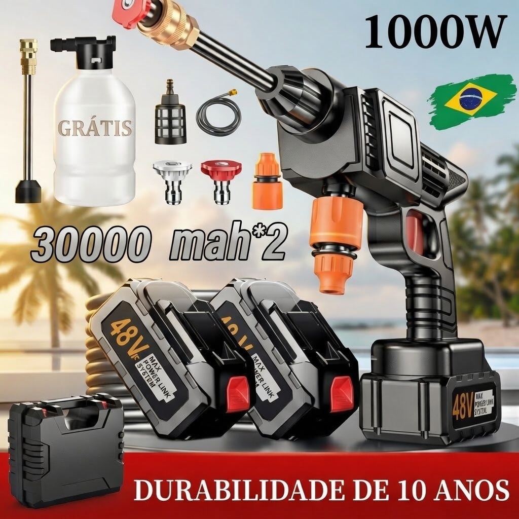 Lavadora de Alta Pressão Kit Completo com Maleta e Bateria Recarregável para Carros e Uso Doméstico em Oferta na Shopee