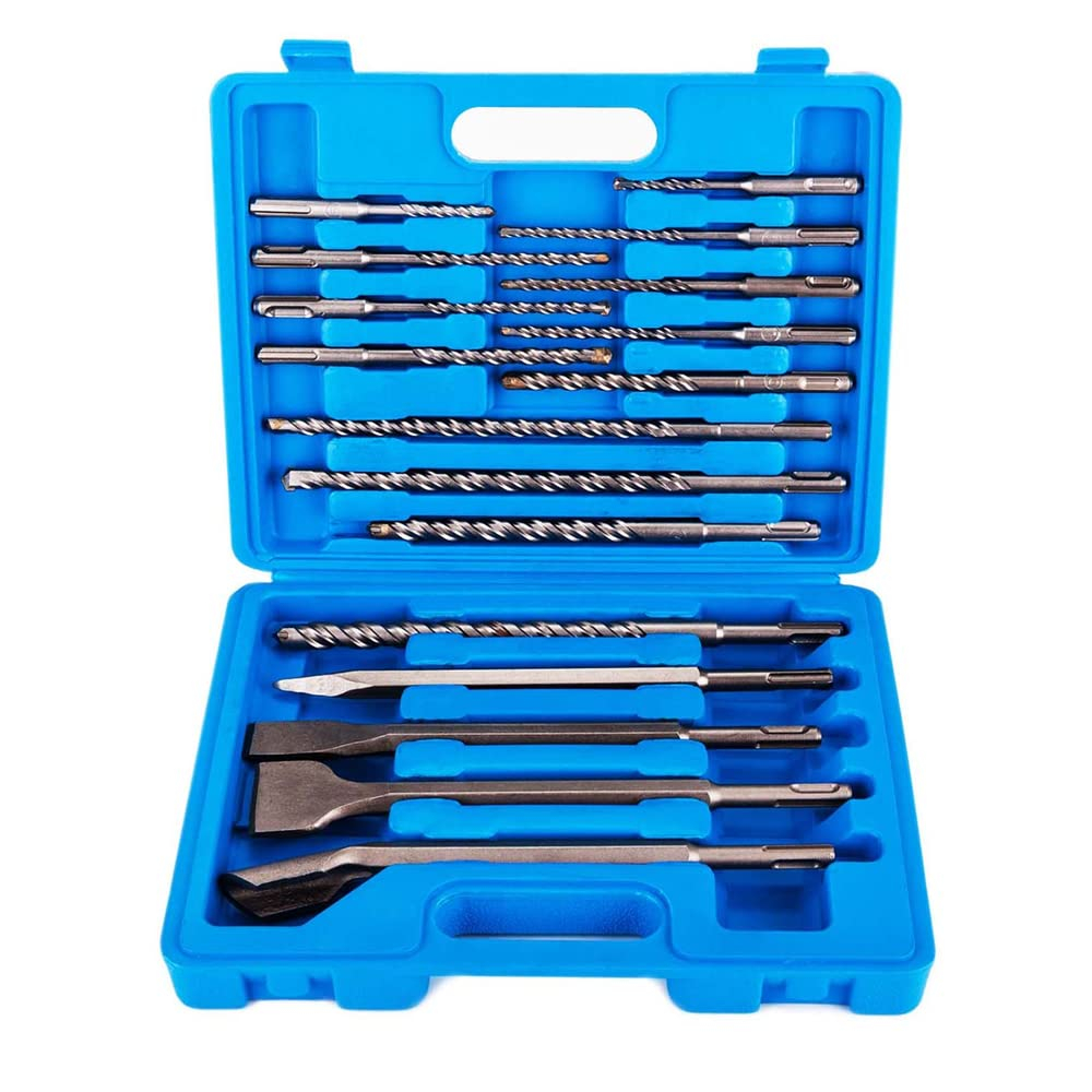 Kit SDS Plus 17 Peças Brocas e Cinzéis Profissionais Para Martelete + Maleta Resistente