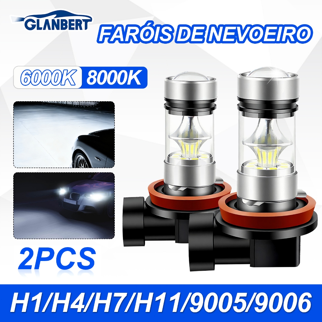 Mais Recente 2 Pçs 100w Led Luz De Nevoeiro Do Carro H4 H7 H1 H3 H8 H11 9005 9006 Lâmpada 6000k 8000k Farol Iluminação A