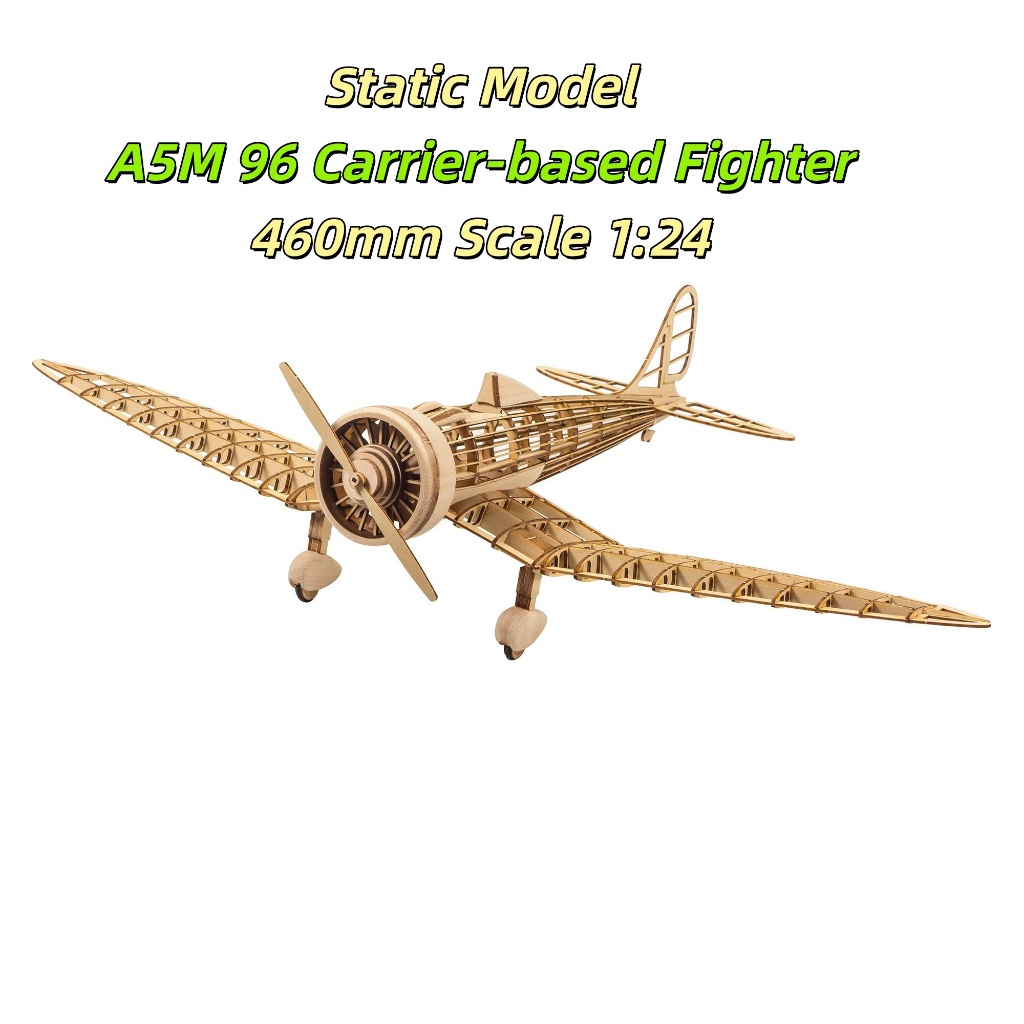 Maquete A5M Claude Real Hawk Escala 1:24 - Caça Embarcado Japonês WWII - Pré-histórico do Zero - Kit Montar em Madeira