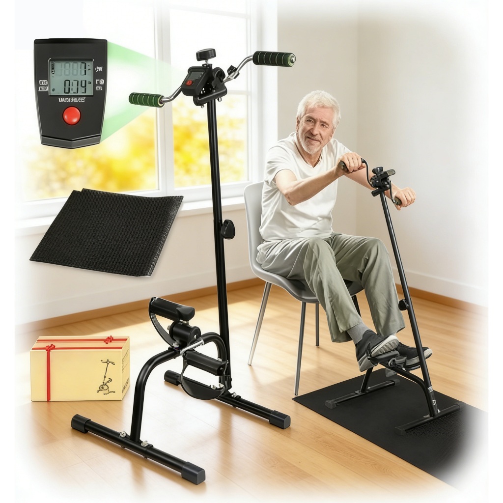 Mini Bicicleta Ergométrica Portátil com Pedais para Exercício de Pernas e Braços em Casa