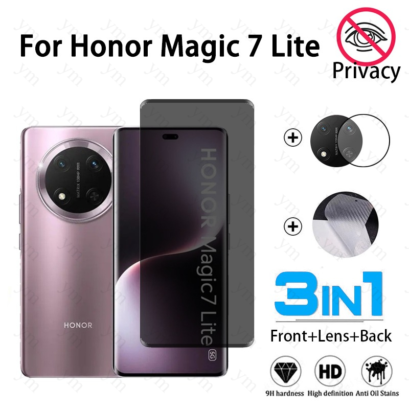 Protetor De Tela Anti-Espionagem De Vidro Temperado 3 Em 1 Honor Magic 7 Lite Filme De Fibra De Carbono Para 6 5 200 400