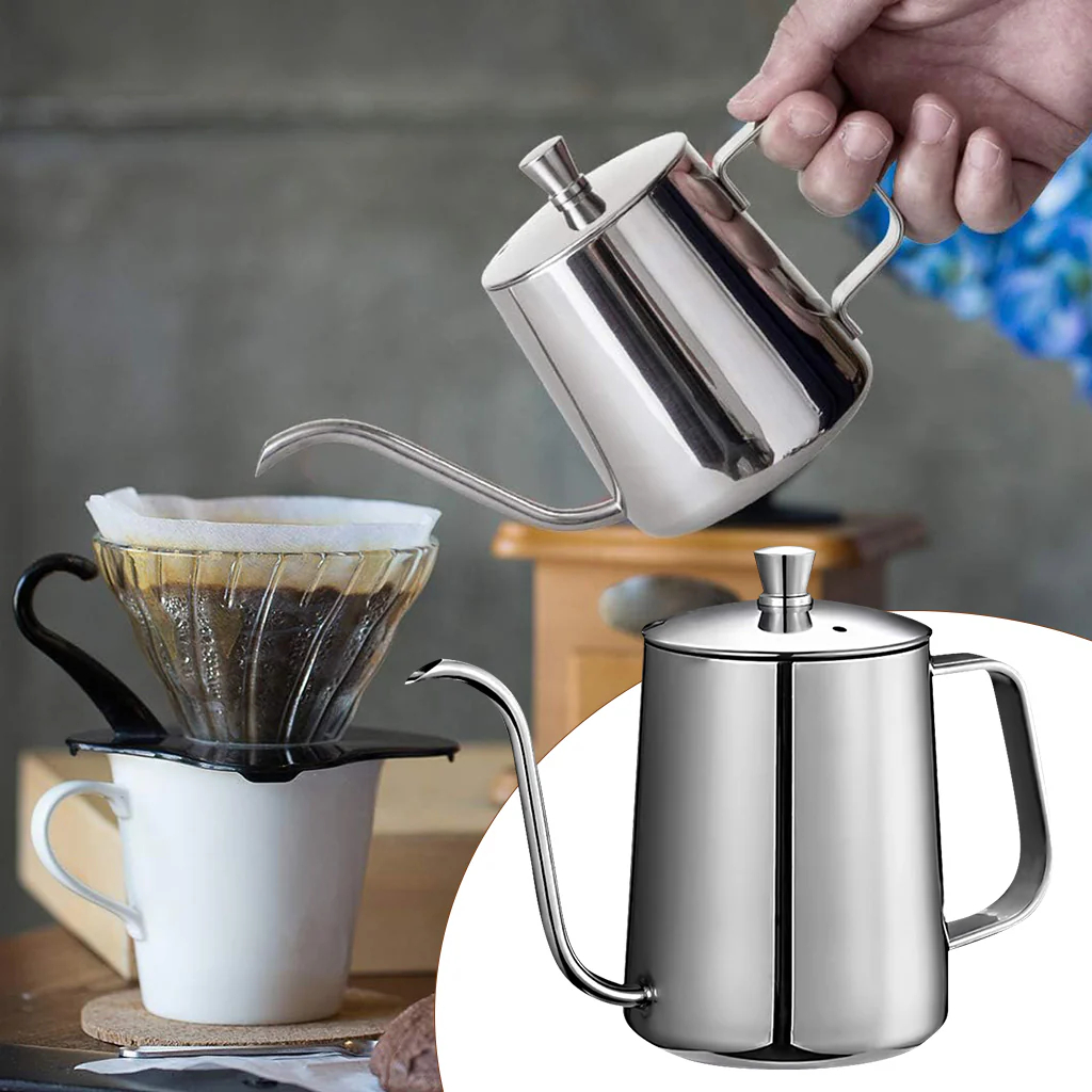 Chaleira Inox Bico Fino Chaleira Bico De Ganso Chá Café 600ml em Oferta na Shopee