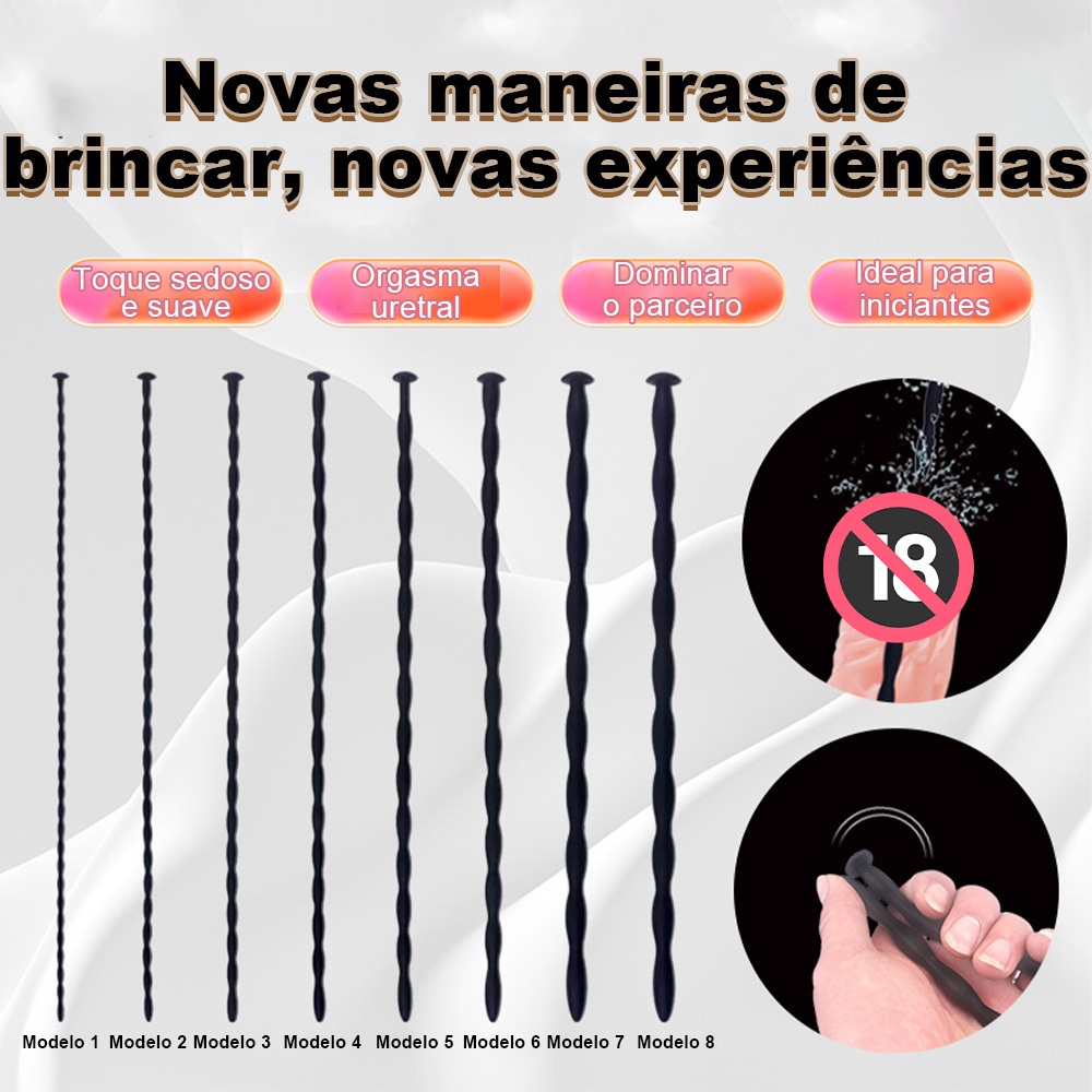 Conjunto De Sons Uretrais De Silicone Para Homens , 8 Tamanhos , Kit Dilatador Uretral Macio E Flexível , Iniciante Brin em Oferta na Shopee
