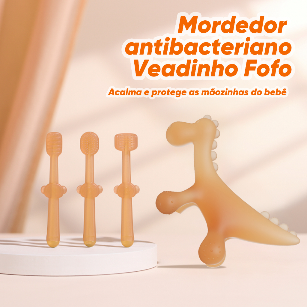 Conjunto de mordedor antibacteriano em Forma de dinossauro fofo