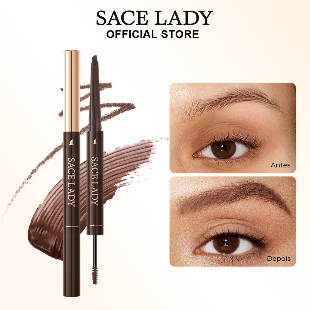 Lápis + Gel para Sobrancelhas 2 em 1 SACE LADY À Prova d'Água e Manchas