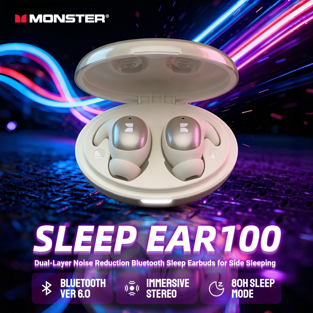  Fones de Ouvido Monstros Fones de Ouvido Finos para Dormir Fones de Ouvido Bluetooth com Cancelamento Inteligente de