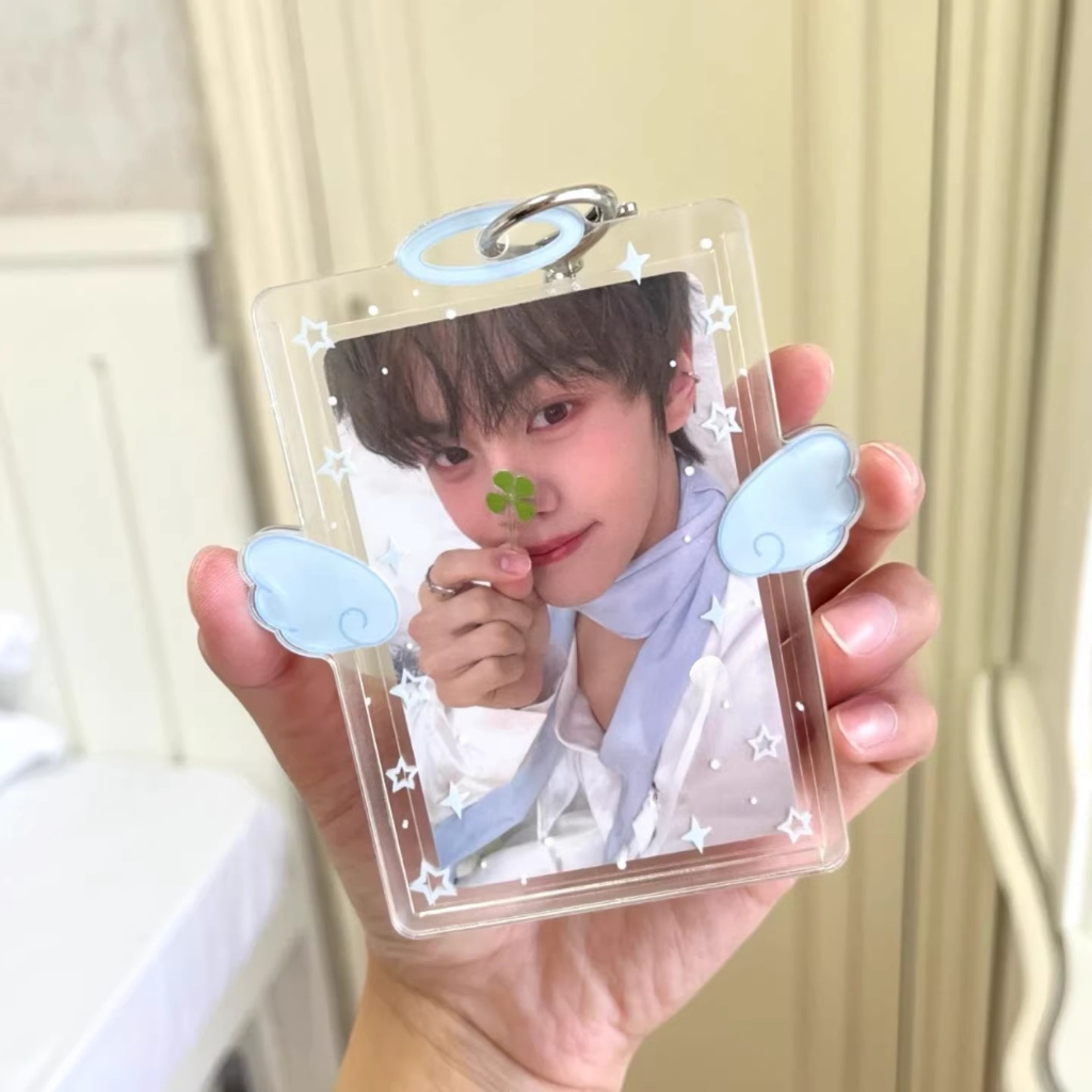 Caso De Cartão Asas Estrela Photocard Titular Foto Papelaria Adorável 3 Polegada Transparente Celestiais