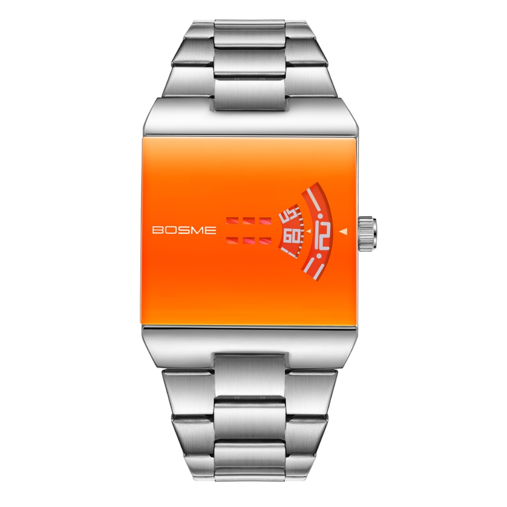 BOSME HP9165 Minimalista Criativo Quadrado Relógio Masculino Moda Única De Pulso De Quartzo Sem Ponteiro Presente