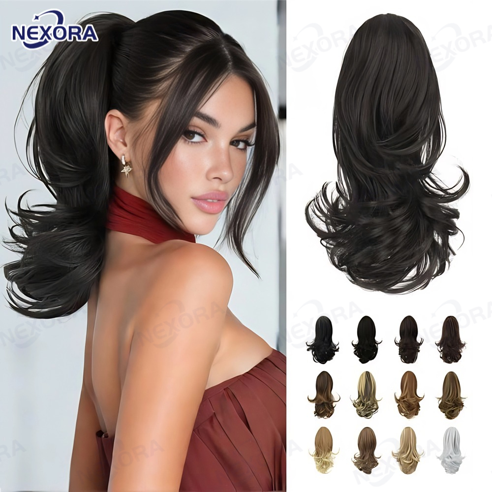 Extensão de Cabelo Sintético 28cm Curto Encaracolado Rabo de Cavalo Garra Clipe Aumenta Volume Marrom Preto em Oferta na Shopee