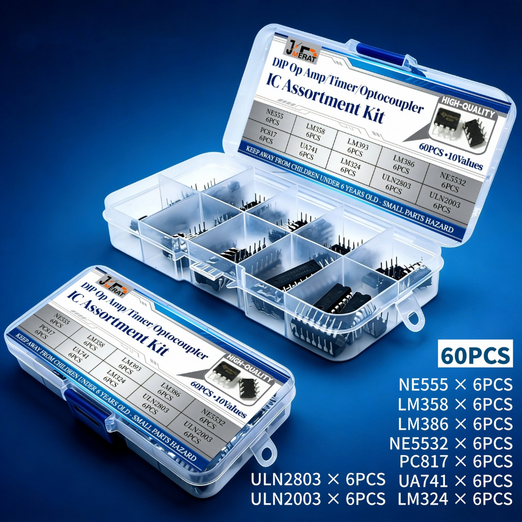 Kit De Sortimento IC 60 Pcs 10 Valores Dip Op Amp Timer Conjunto De Optoacoplador NE555 PC817 LM358 Série Componentes El