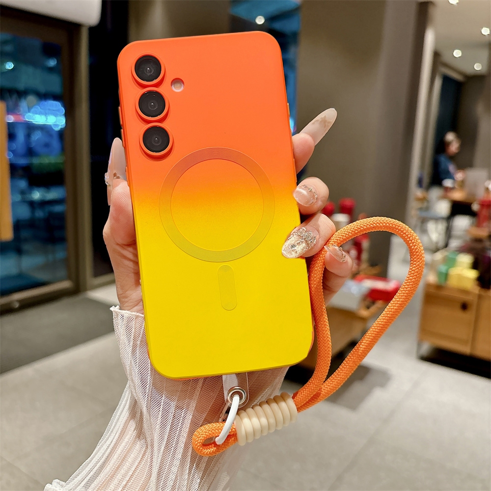 Capa De Telefone Magnética Com Cordão Gradiente Para Samsung Galaxy A57 A56 A55 A54 A37 A36 A35 A34 A26 A25 A24 A17 A16 