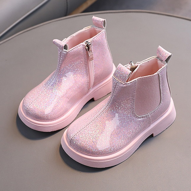 Bota Chelsea Infantil Feminina com Lantejoulas Brilhantes | Botinha de Princesa para Crianças Leve e macio