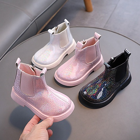 Bota Chelsea Infantil Feminina com Lantejoulas Brilhantes | Botinha de Princesa para Crianças Leve e macio