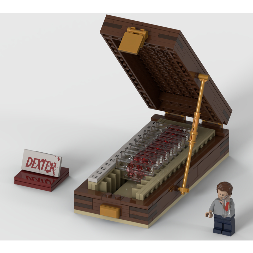 Conjunto De Blocos De Construção Dexter Morgan Blood Slide Box MOC-Estojo De Troféu Killer , Coleção De Slides De Sangue