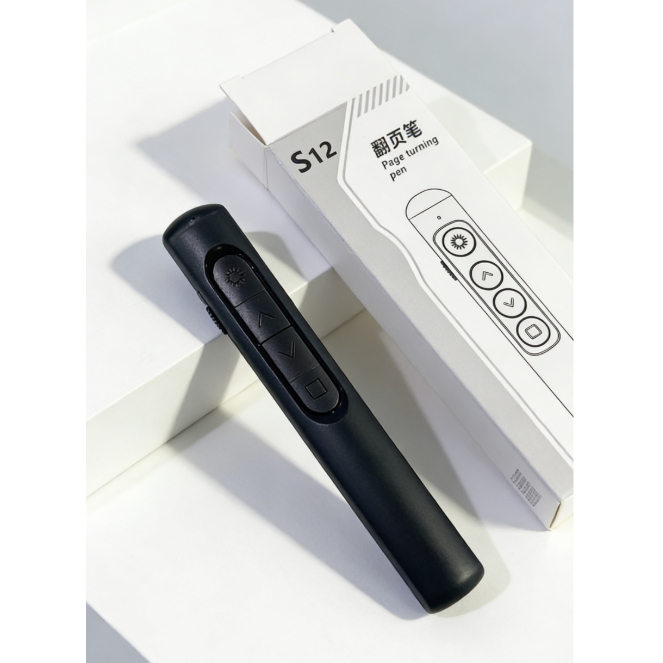 Caneta Giratória De Página S12 Com Ponteiro Laser , Clicker De Apresentação Sem Fio Para Slides PPT