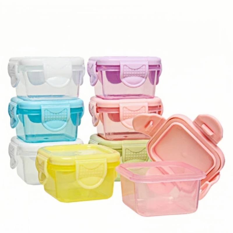 Jogo 2/4/8/12/16 Mini Potes Congelar Papinha Tampa Hermética Porta Leite em Pó Fruta Introdução Alimentar-60ml1