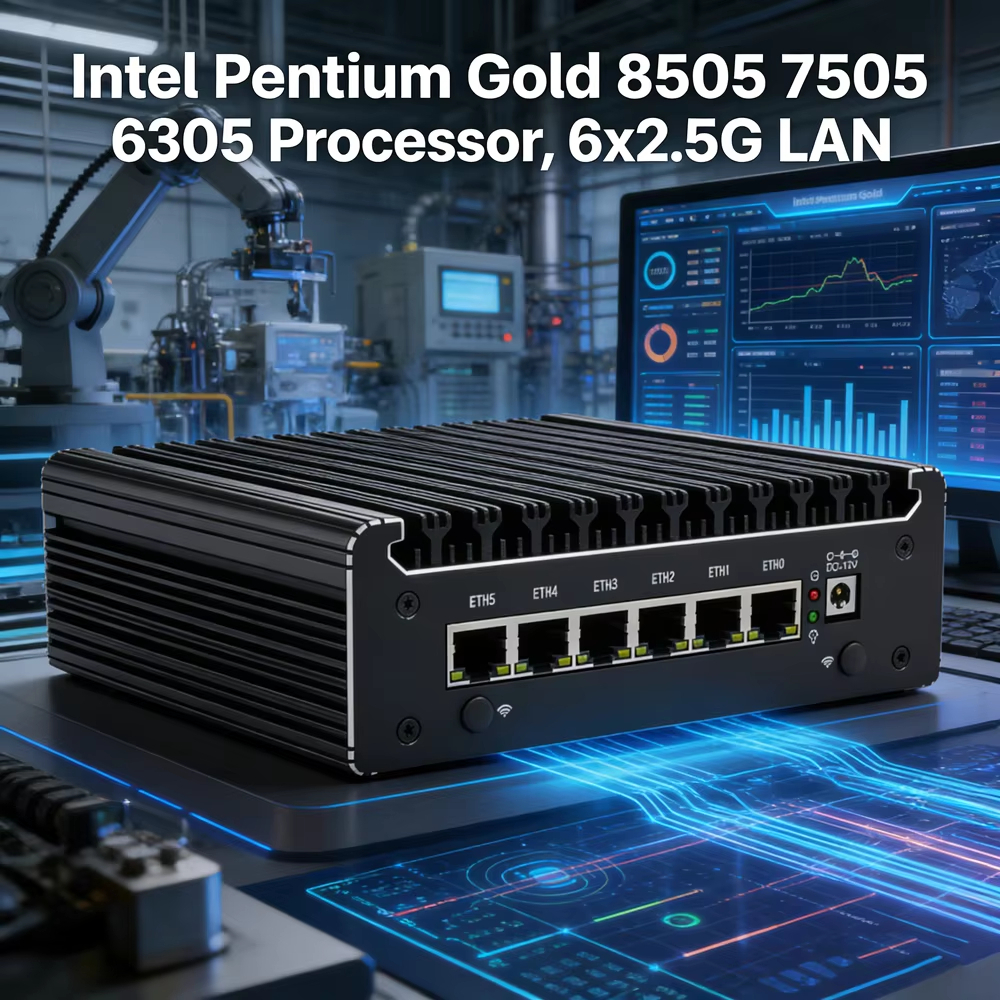6LAN Intel Pentium 8505 7505 6305 Celeron 6x i226-V 2.5G Servidor De Firewall Sólido Mini PC DDR4 NVMe 1 * COM Tipo-C pf