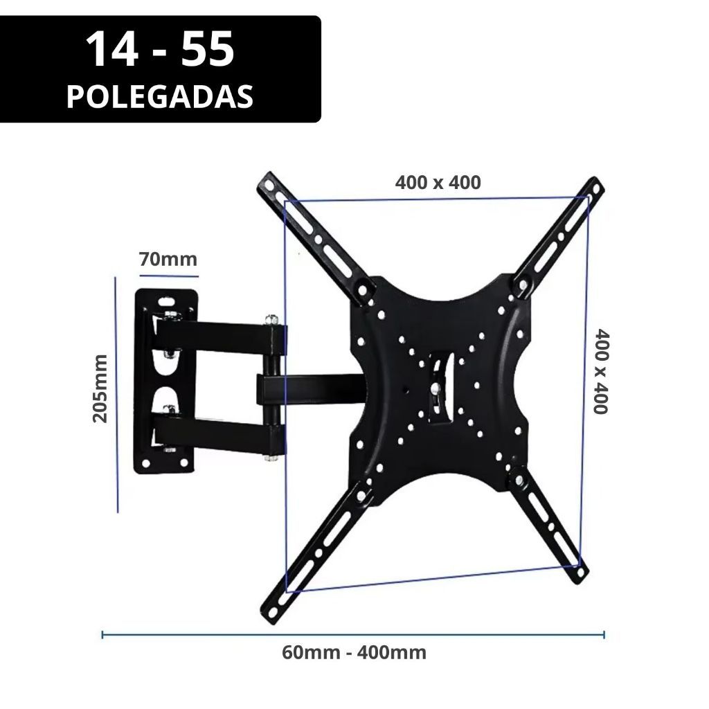Suporte Articula Para TVS E Monitor De 14 A 55 Polegadas, LED, PLASMA, LCD