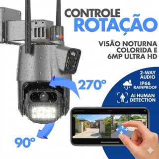 Câmera De Segurança Externa IP Wi-Fi De Lente Dupla 4K 6MP Com Visão Noturna , 360 ° Alarme De Rotação , À Prova D'água em Oferta na Shopee
