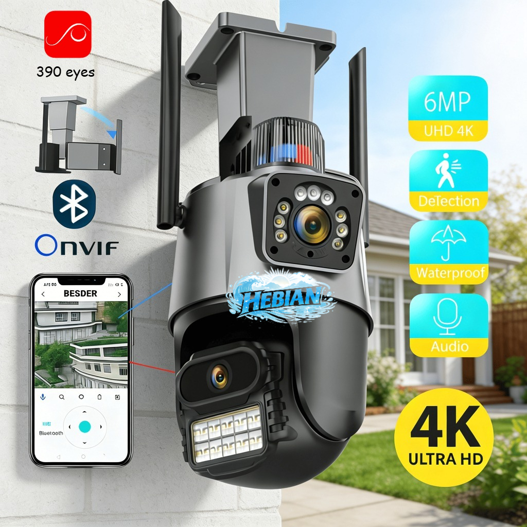 Câmera De Segurança Sem Fio WiFi Com Zoom De Lente Tripla Externa Para Uso Doméstico-IP 390EYES