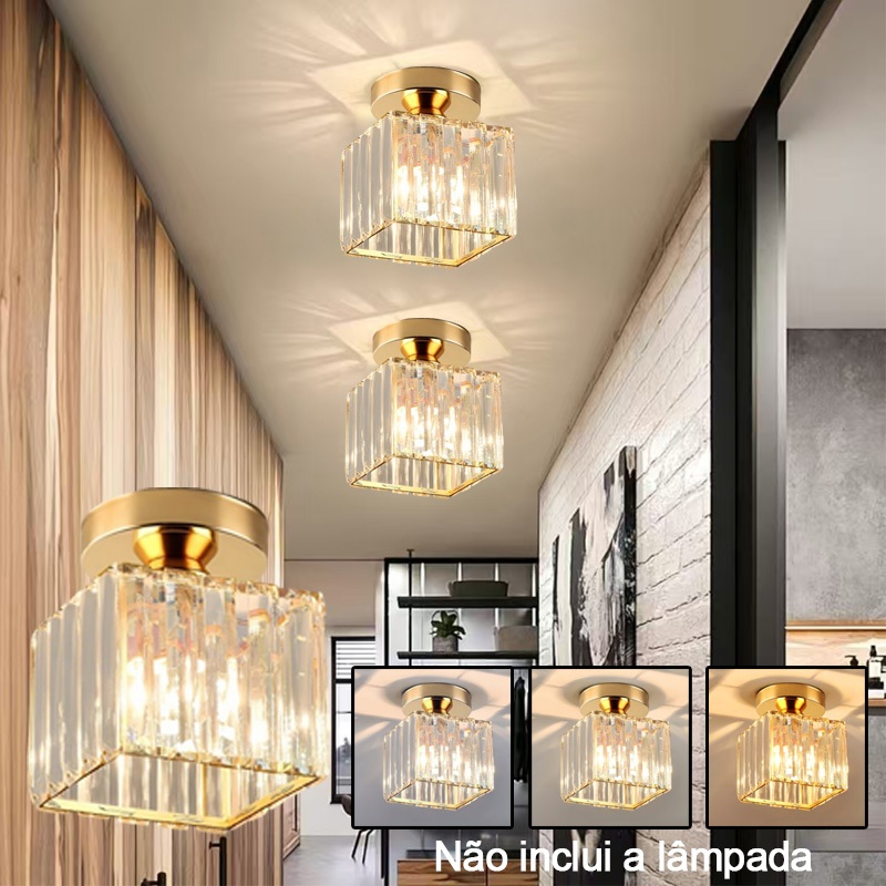 kit1-3 Luz De Teto De Cristal , LED Minimalista Moderno , Adequada Para Corredores E Varandas , 110V – 220V em Oferta na Shopee