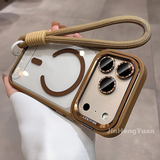 Desert Gold Metal Lens Bracket Capa De Cordão Acrílico Magnético Para IPhone 17 Air 16 15 Plus 14 13 12 Pro Max Filme De em Oferta na Shopee