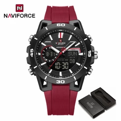NAVIFORCE 7135 Movimento De Exibição Dupla Multifuncional Despertador De Contagem Regressiva De Tempo Duplo Relógio Masc
