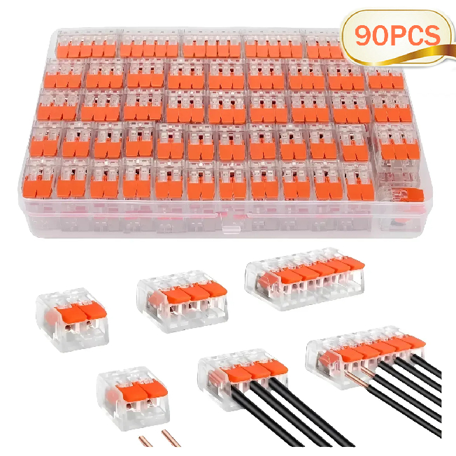 kit 90 Peças Conector Compacto Elétrico Emenda E Derivação 2, 3 e 5 vias 4mm e 6mm em Oferta na Shopee