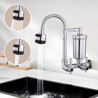 Torneira Para Pia De Cozinha De Parede Com Filtro Gourmet Embutido , Modos De Spray Duplos E Chuveiro Pequeno Flexível .