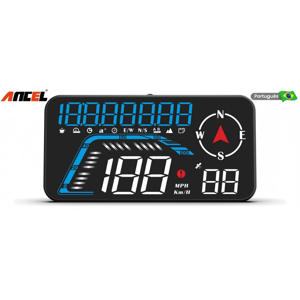 ANCEL G12 Carro Digital HUD GPS Velocímetro Head Up Display Bússola Alarme De Excesso De Velocidade MPH KMH