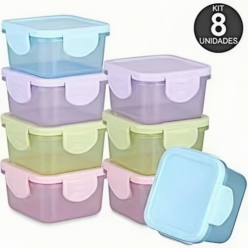 8 Mini Potes para Congelar Papinha c/ Tampa Hermética Porta Leita em pó Frutas para Bebe adultos-60ml2