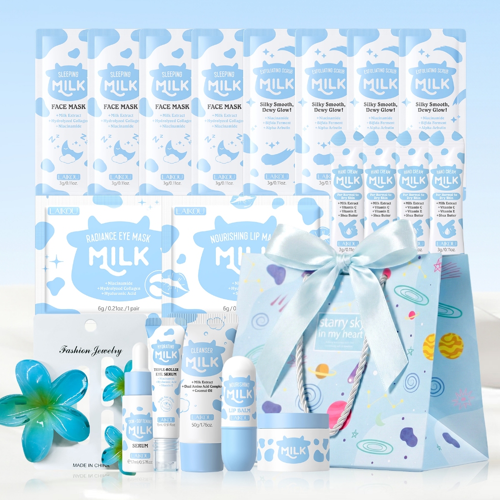 Conjunto De Cuidados Com A Pele LAIKOU 10 Em 1 Milk Glow – Rotina Completa Para Faciais | Presente Perfeito Ela em Oferta na Shopee