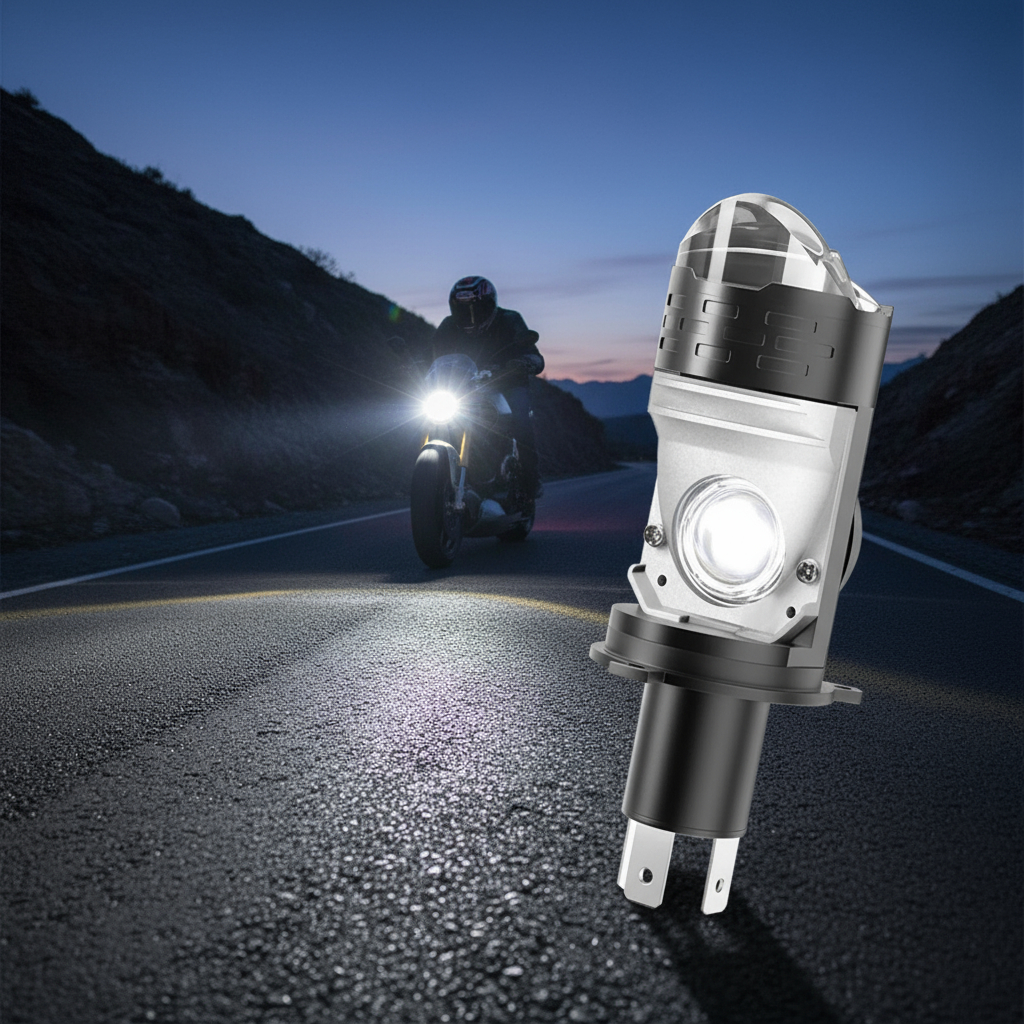 H4 LED Projetor Farol 10000LM 55W Hi Lo Beam Para Carro e Motocicleta Mini Lente Plug&Play