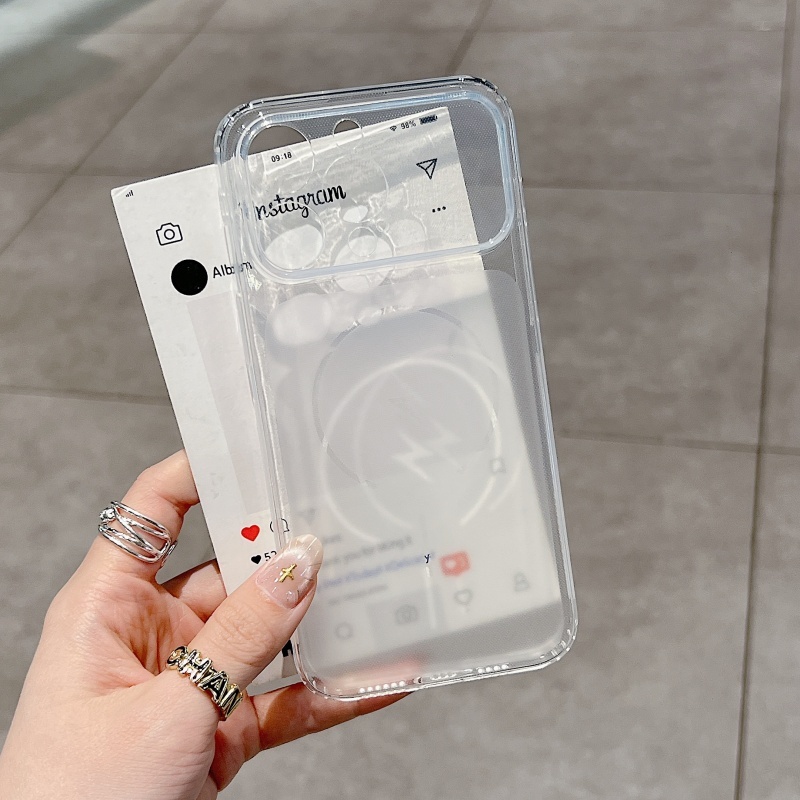 Capa De Telefone TPU Ultrafina Com Padrão Relâmpago De Janela Grande E Círculo Fino Adequada Para iPhone 11 12 13 14 15 