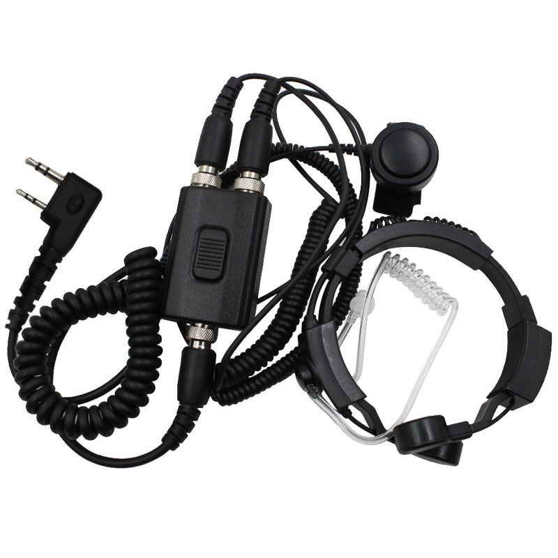 Microfone Tático Duplo PTT De Alta Sensibilidade , Tubo De Ar Para Garganta , Baofeng UV-5R UV82 888S Kenwood , Rádio Po