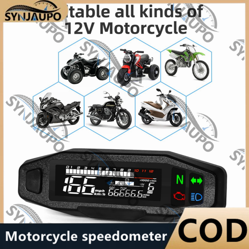 Velocímetro Universal Para Motocicleta , Instrumento De Painel Digital Com Luz De Seta Km/h , Medidor De Hora Óleo , À P