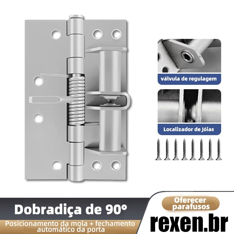 Dobradiça De Fechamento Automático, Fecho De Porta De Posicionamento De 90 Graus , Mola Invisível De Re，Redução De Ruído em Oferta na Shopee