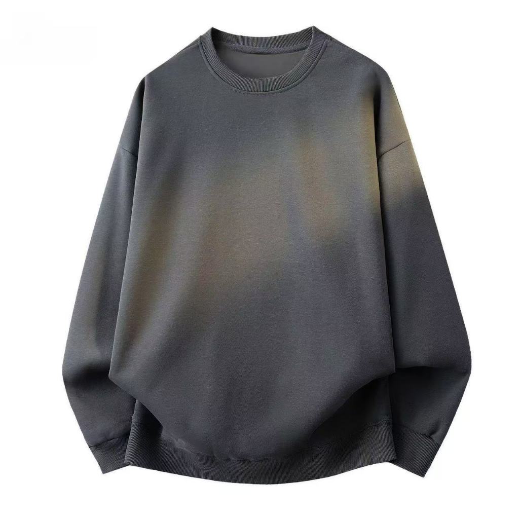 Cor sólida All-Match em torno do pescoço moletom masculino primavera outono estilo Casual