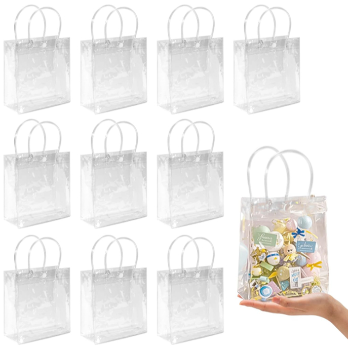 Conjunto de 10 peças: sacola de PVC transparente - bolsa de ombro transparente, bolsa e bolsa para presente de praia