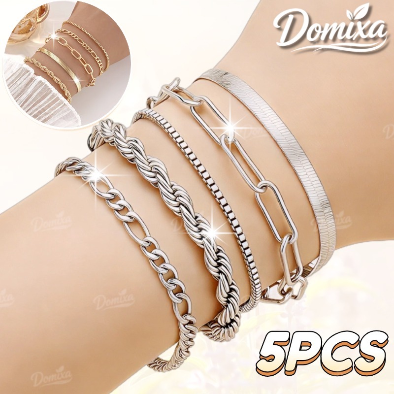 5 peças de pulseiras de aço inoxidável,  à prova d'água, pulseiras que não desbotam, modernas Presentes de populares-DO em Oferta na Shopee