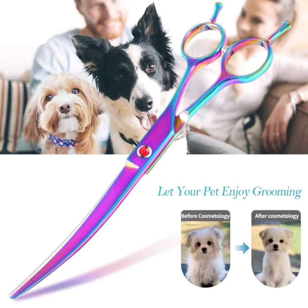 7 polegadas Tesoura tosa para pet, tesoura curva para cães, tesoura para animais