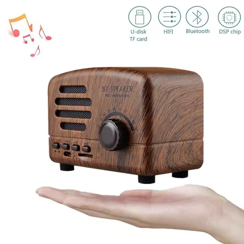 BT01 Retro Alto-Falante Bluetooth Antigo Clássico Forte Baixo Realce Caixa De Som Com Rádio FM Carregamento Sem Fio Mini