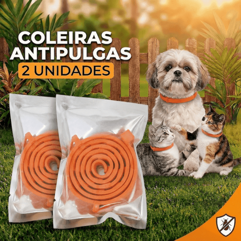 Coleira Para Prevenção De Pulgas E Carrapatos Com 2 Pacotes | Proteção De 8 Meses Cães Gatos Design Impermeável Ajustáve