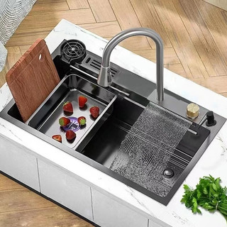 Gourmet Premium Waterfall Sink Cup Faucet Kit completo de pia de cozinha em aço inoxidável/ torneira flexível!!