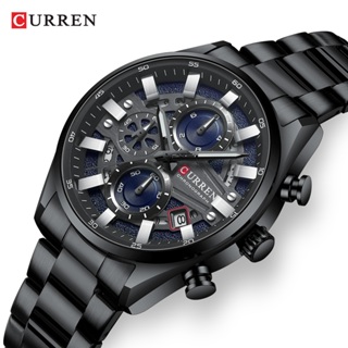 Novo Relógio Masculino CURREN Marca Genuína Preto Clássico Pulseira De Aço Inoxidável Multifuncional Cronógrafo Mãos Lum em Oferta na Shopee