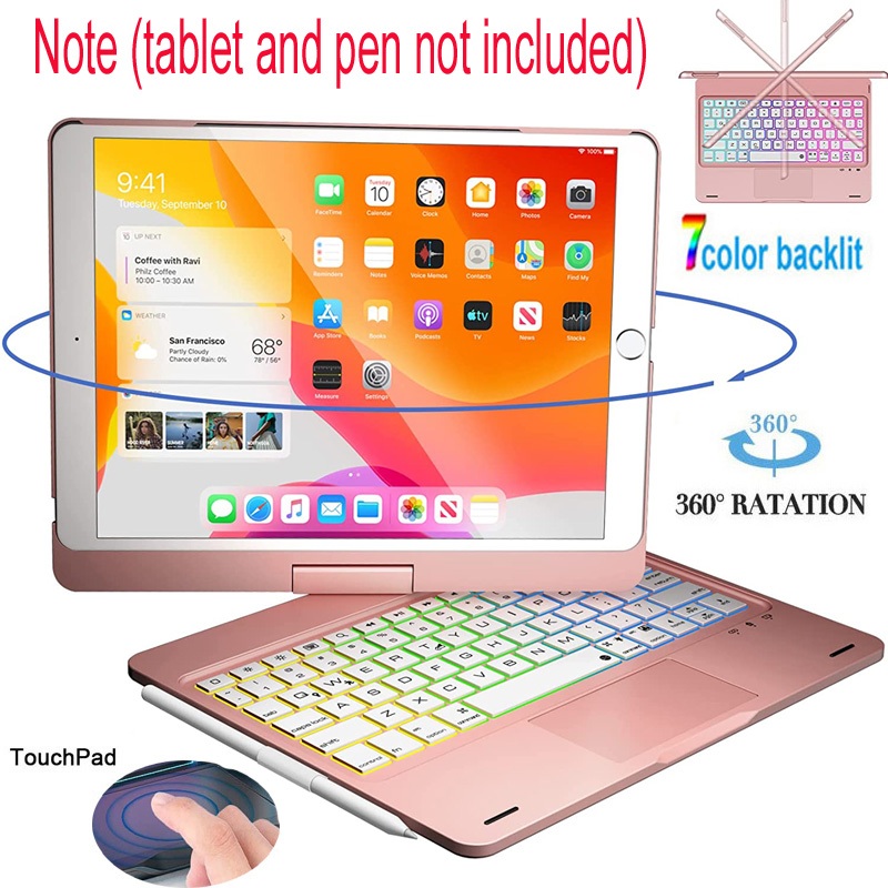 Capa De Teclado Touchpad Para iPad 7a 8a 9a Geração 10a 11a A16 Retroiluminação