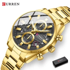 CURREN 8495 Relógio Esportivo Masculino Elegante Em Aço Inoxidável À Prova D'água Relógios De Quartzo Com Cronógrafo Fun